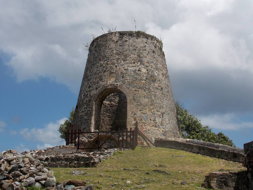 The windmill tower at the Annaberg sugar plantation ruins
