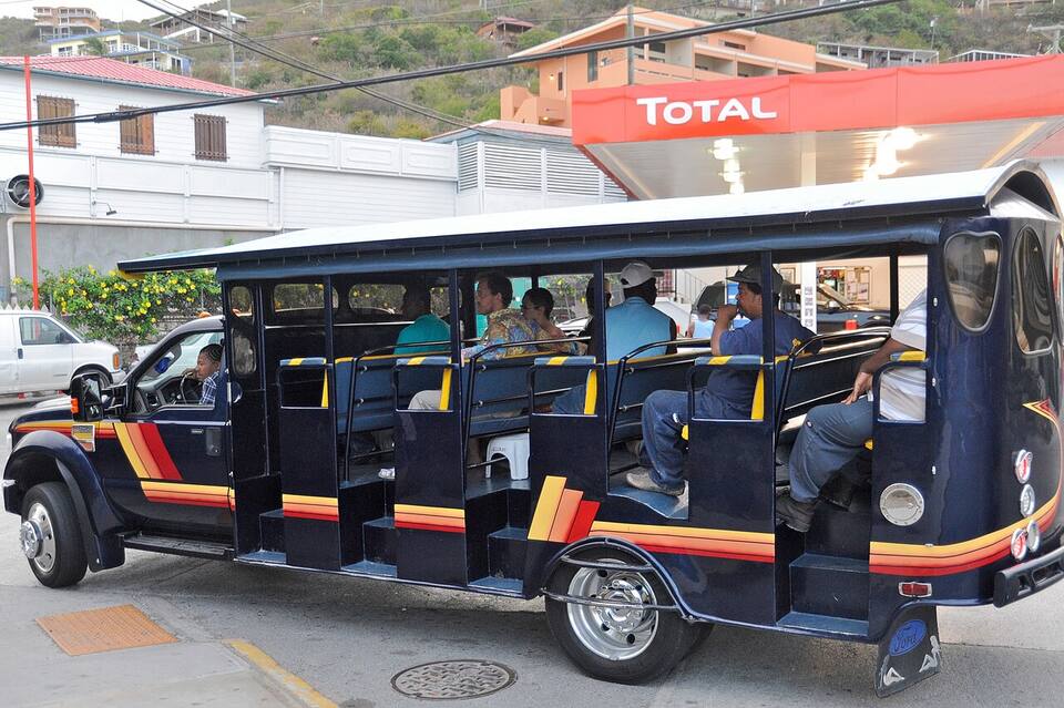 An open-air safari taxi at Red Hook