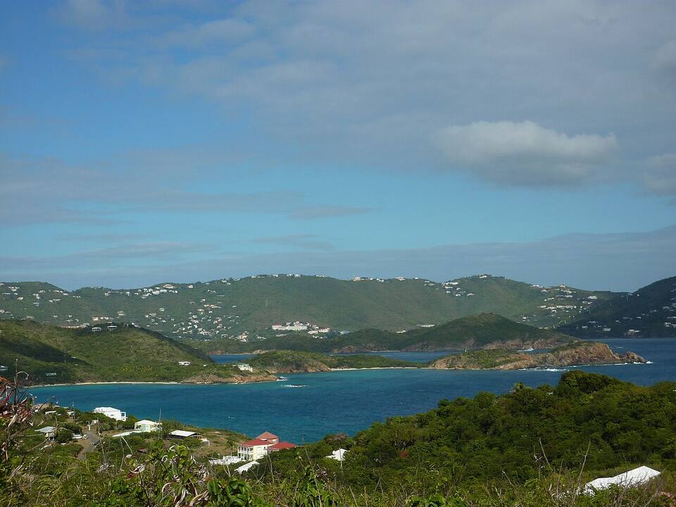 From Fort Segarra on Water Island, looking across the harbour to the hills of St. Thomas